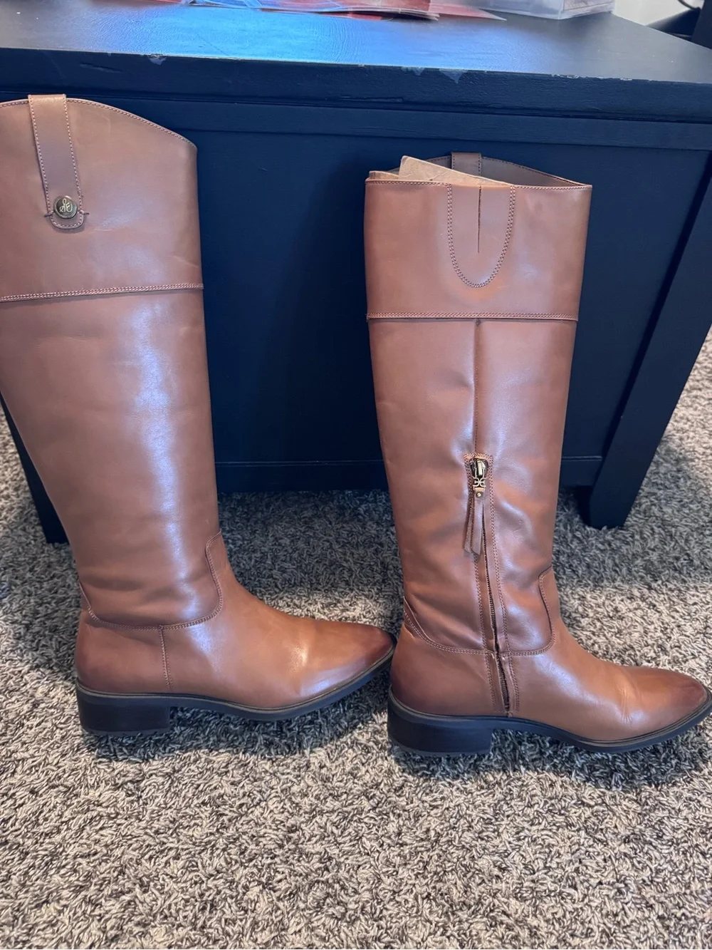 Sam Edelman Cognac Leather Knee-High Boots Sz 11 cognac brown